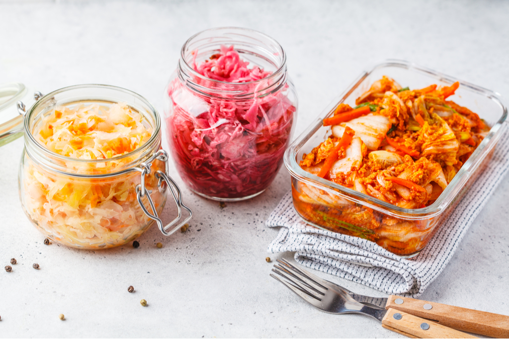 kimchi, beet and cabbage sauerkraut